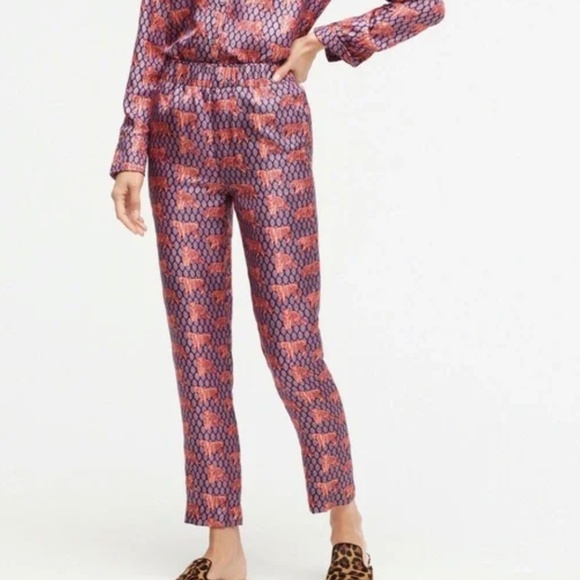J Crew Collection, NWT, 10, Silk Roaming Tigers Pants - Picture 1 of 4